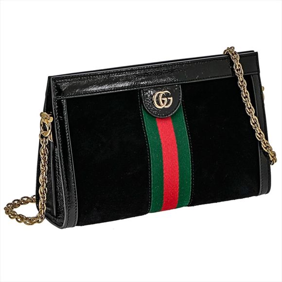 Gucci Shoulder Bag Black Velor Leather - Picture 1 of 2